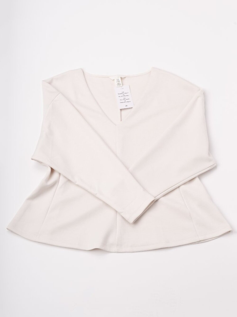 NWT H&M Off-White Defined Waist Peplum Scuba Top Plus Size XXL Business Casual